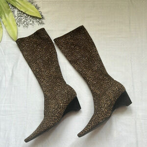 ⭐️FRANCE Mode Leopard Print Wedge Boots⭐️